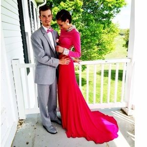 Pink two piece prom dress