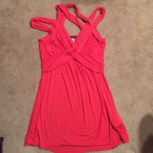 Dark orange long tank top blouse