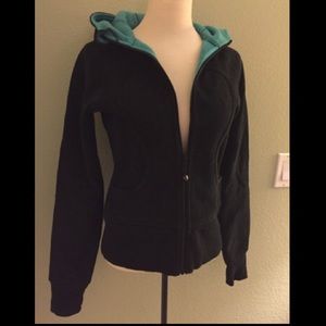 Lululemon Hoodie - black with blue accent, size 4