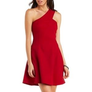 Red one shoulder dress