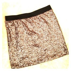 Charlotte Russe Sequin Mini Skirt (Pewter)