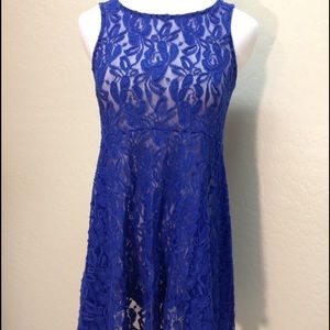 Free People Miles of lace blue mini dress. Size xs