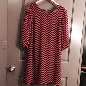 Pink & Black Chevron Print Dress