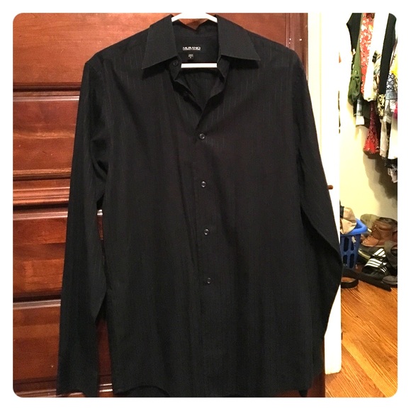 Men's black button up dress shirt