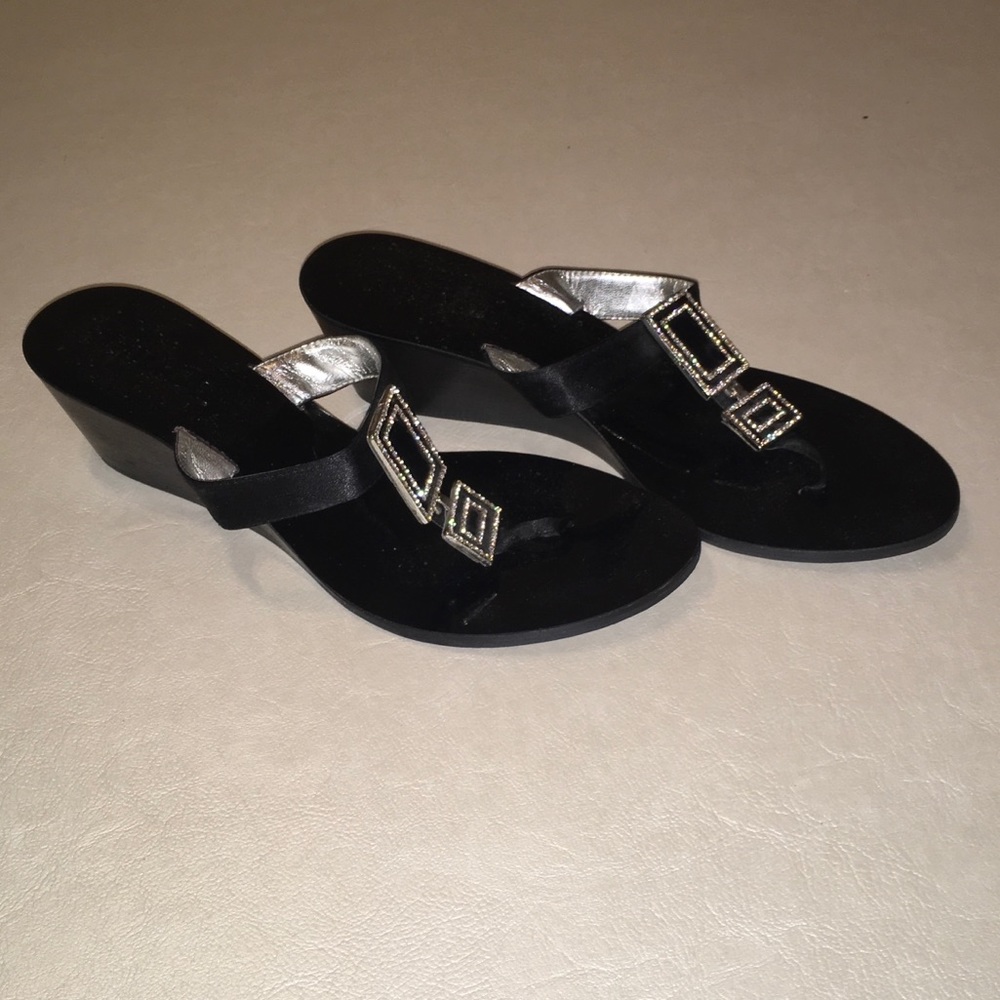 SOLD- Black, gemstone sandals.
