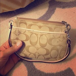 Beige Coach Wristlet