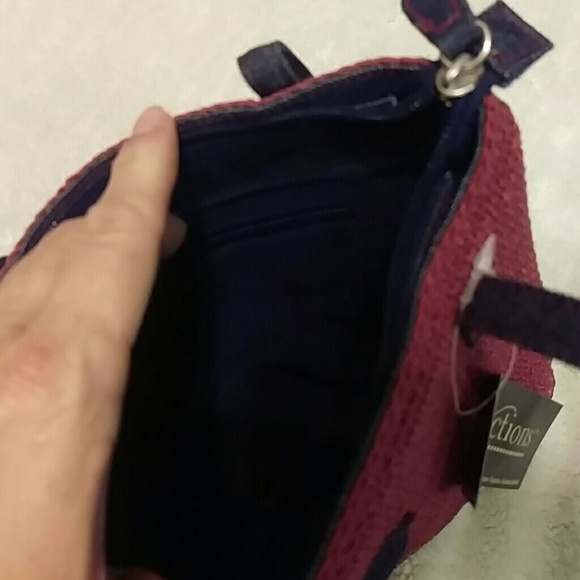 Wine macrame and denim mini tote - Picture 3 of 4