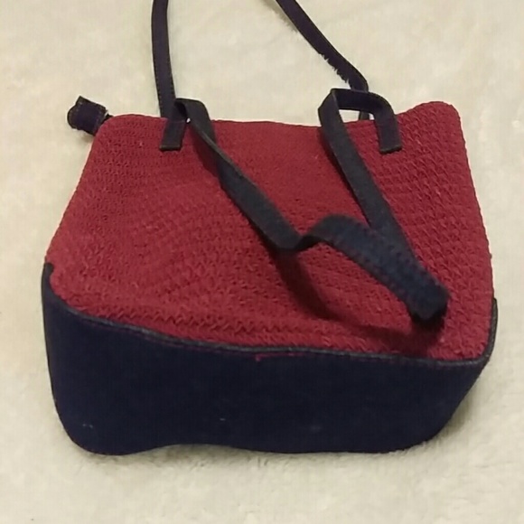 Wine macrame and denim mini tote - Picture 4 of 4