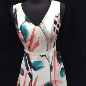 Adrianna Papell VNeck Fit & Flare 37" Length Dress