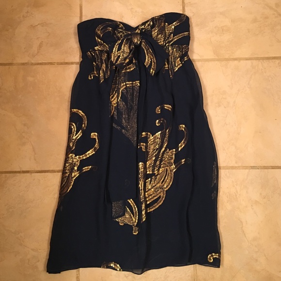 Nicole Miller Silk Strapless Cocktail Dress - Picture 1 of 4