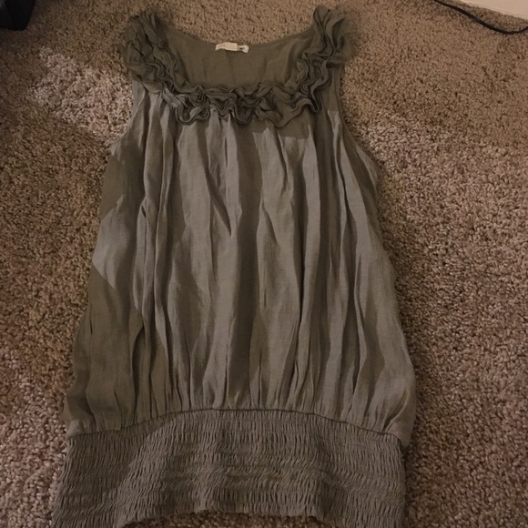 Olive green sleeveless blouse