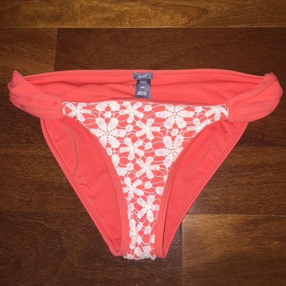 American Eagle Coral and White Lace Bikini Bottoms - Picture 1 of 3