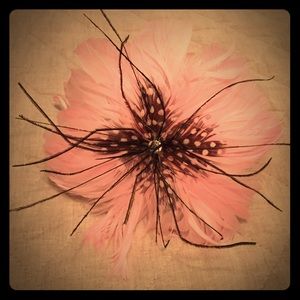 Pink and black feather headband