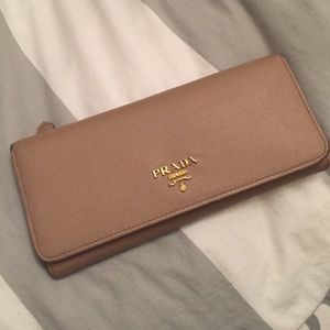 Beige leather Prada Wallet