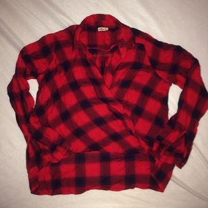 Plaid Cross Style Top