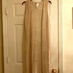 Long knit vest NWT tan/gold