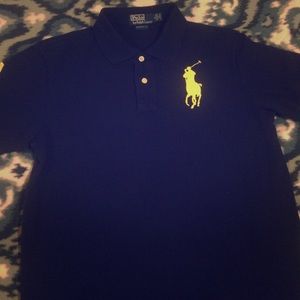 "Polo Ralph Lauren" blue polo with yellow big pony
