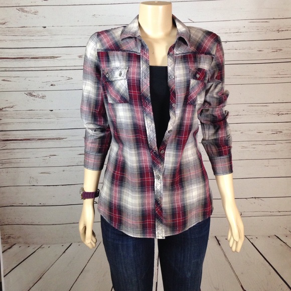 Cato Tops - Cato button down plaid shirt size S