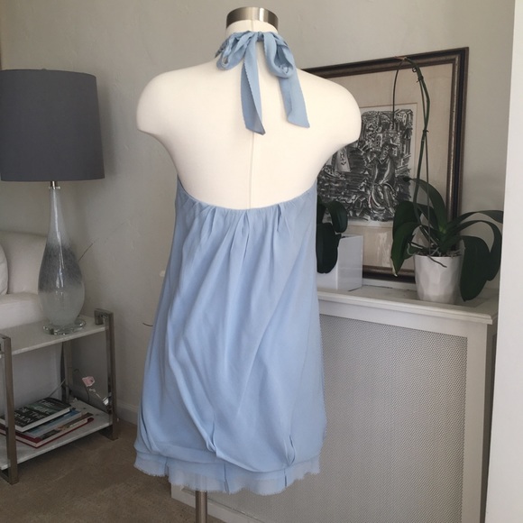 BCBGMAXAZRIA silver blue 100% SILK dress, Sz 4 - Picture 2 of 6