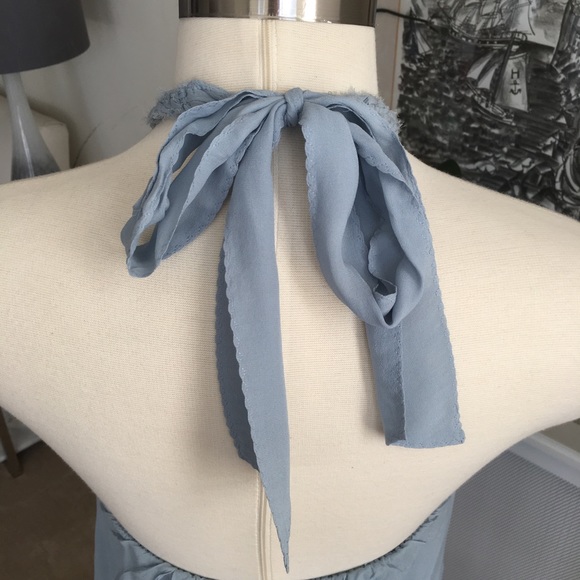 BCBGMAXAZRIA silver blue 100% SILK dress, Sz 4 - Picture 3 of 6