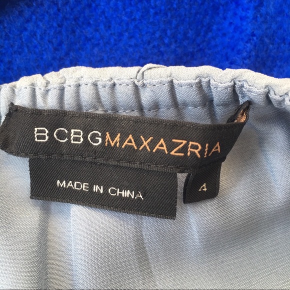 BCBGMAXAZRIA silver blue 100% SILK dress, Sz 4 - Picture 5 of 6