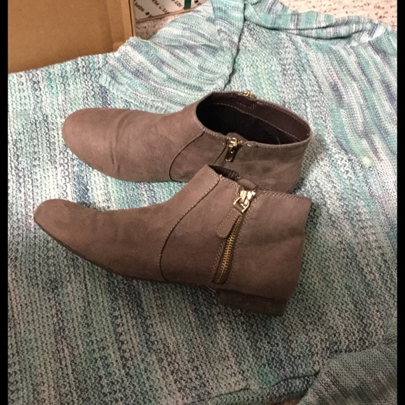 Taupe Suede Flat Booties
