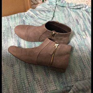 Taupe Suede Flat Booties