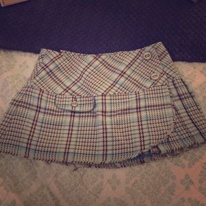 Tweed pleated mini skirt