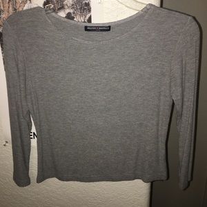 grey & soft long sleeves shirt / crop top