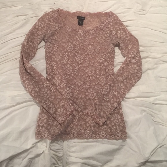 Victoria's Secret taupe lace, long-sleeve shirt
