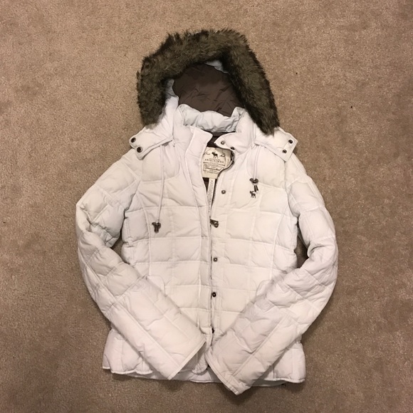 Abercrombie White Down Coat