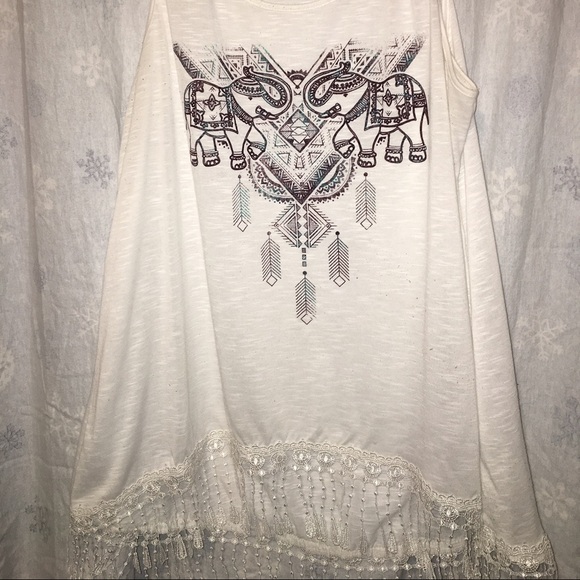 White with fringe tank top