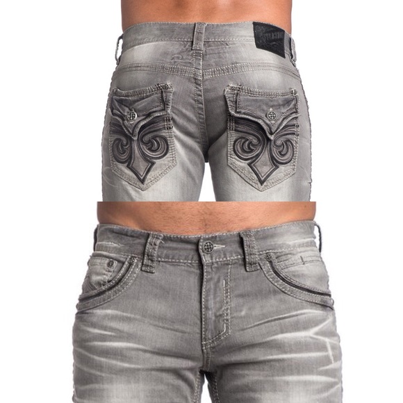 New Affliction Ace Fleur Norwalk Gray Denim Jeans - Picture 3 of 4