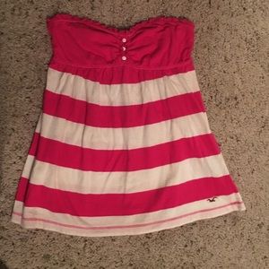 Hollister Pink Striped Strapless Top