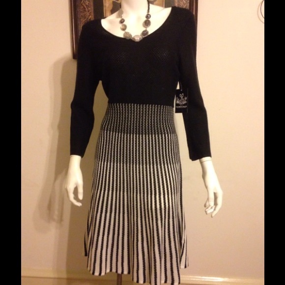Madison Paige Black/White Knit Dress