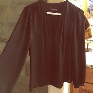 Express: loose fit black button down top