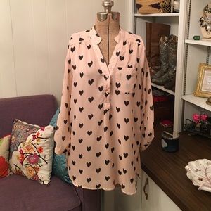 Charming Charlie light pink and black shirt size L