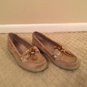 Gold sparkly Sperrys