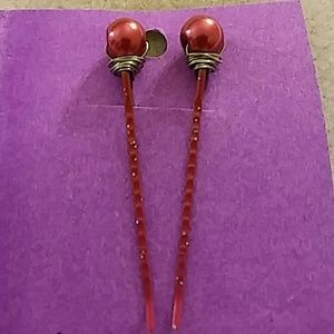 Dark Red Pearl Set of 2 hair pins