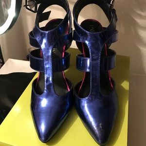 Electric blue and neon pink heels