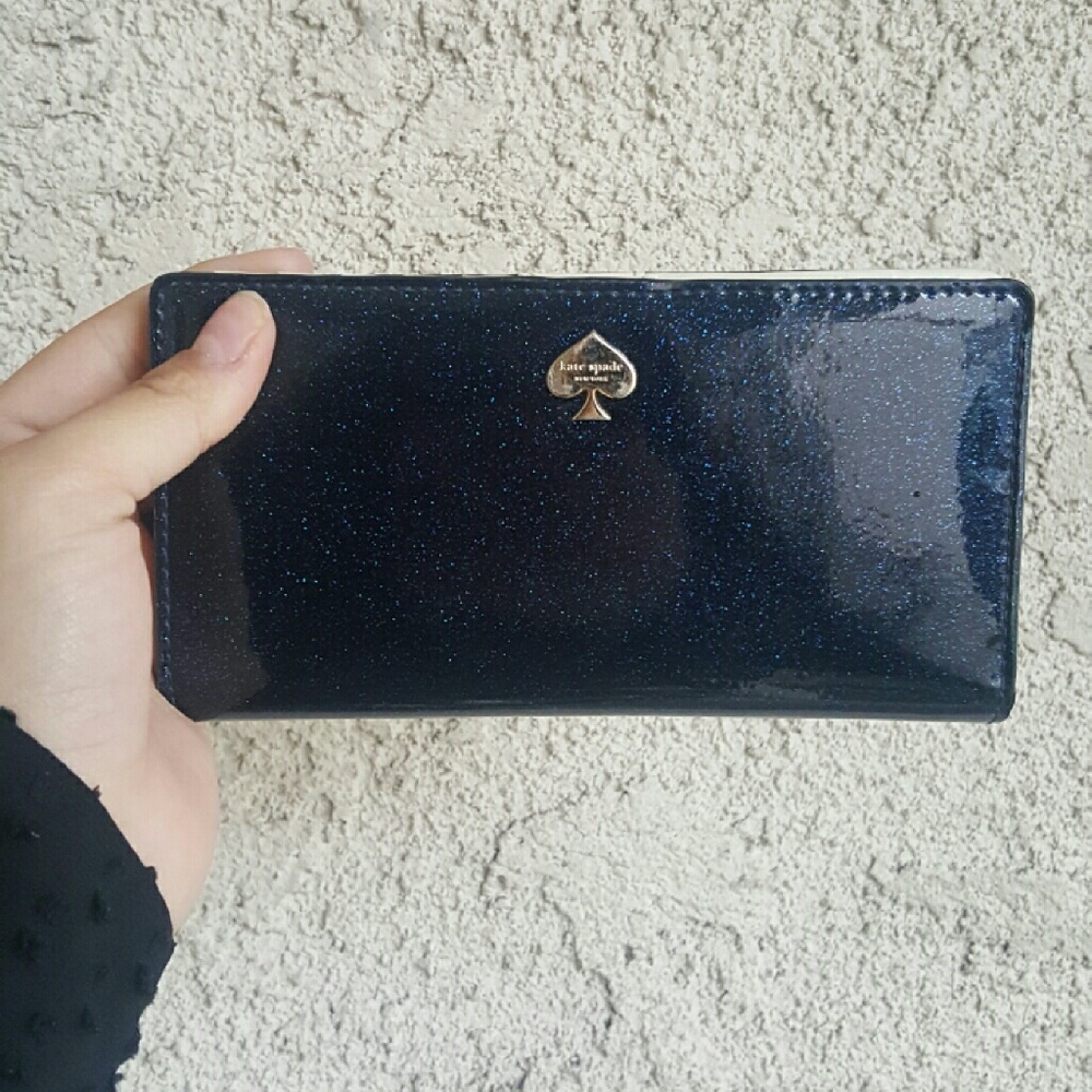 Blue Kate Spade glitter bug wallet