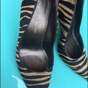 Antonio Melani Zebra Print Pointy Toe Heels