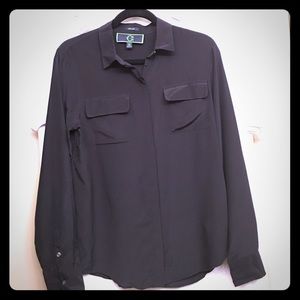 100% Silk Black C Wonder Button Down Shirt