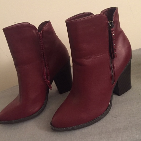 Burgundy booties