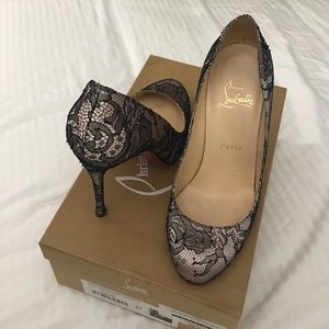 Christian Louboutin Lace Chantilly Fifis, Size 37