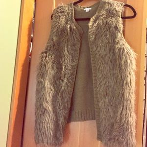 Faux fur sweater vest