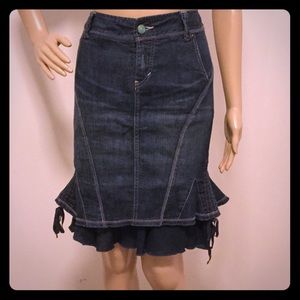 A/X Gorgeous, form fitting bottom flair jean skirt