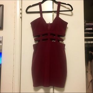 Tobi burgundy caged dress
