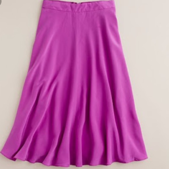 J. Crew liquid silk magenta midi skirt