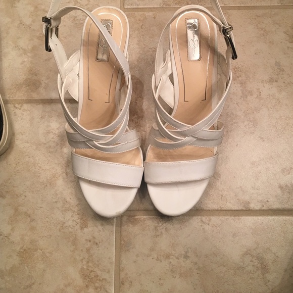 Jessica Simpson White Wedges